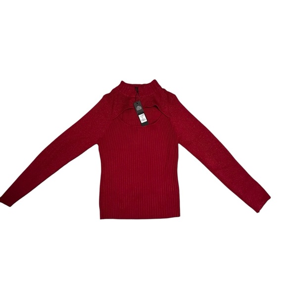 Fashion Nova Sweaters - Fashion Nova Red Just A Glimmer Cut Out Sweater Size 2X NWT